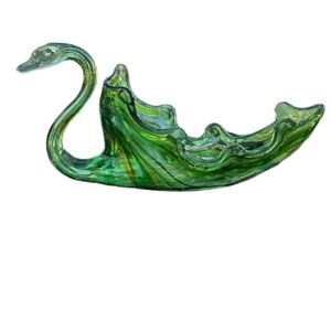 Swan Art Glass 17” Hand Blown Dish MidCentury Murano Style